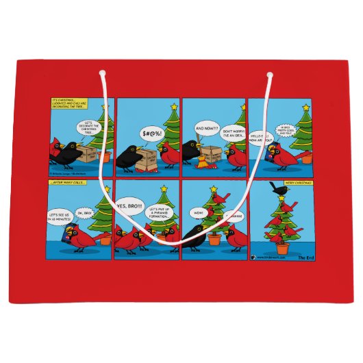 クリスマス飾ツリー漫画の方法 ラージペーパーバッグ (正面)
