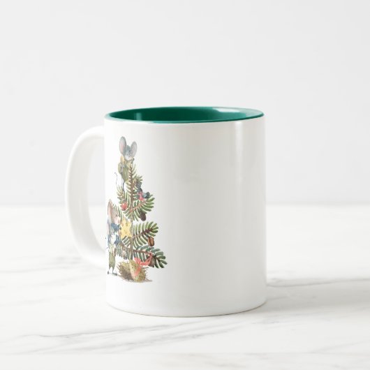 クリスマス飾ネズミの木 ツートーンマグカップ (正面左)