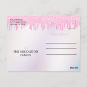 クリスマス香水ピンクグリッター絵を描ドリップトレンディー ポストカード (裏面)