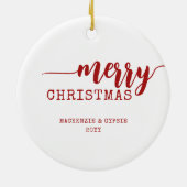 クリスマス馬パーソナライズされた セラミックオーナメント (裏面)