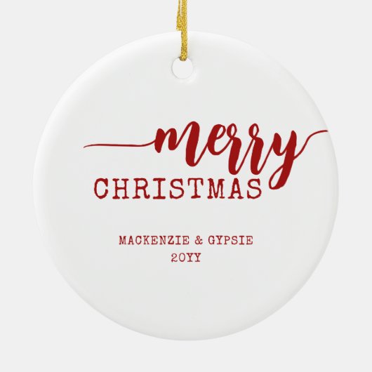 クリスマス馬パーソナライズされた セラミックオーナメント (裏面)