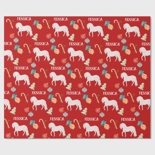クリスマス馬術馬パーソナライズされた馬 ラッピングペーパー (フラット)