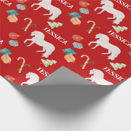 クリスマス馬術馬パーソナライズされた馬 ラッピングペーパー (角)