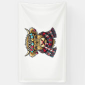 クリスマス驚くべきハイランド牛のクリスマスライト_1 横断幕 (縦)