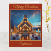 クリスマス魅力的にカントリーチャーチ カード (黄色い花)