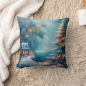 クリスマス魅力的デーの海辺コテージ クッション (ブランケット)