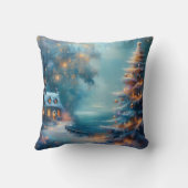 クリスマス魅力的デーの海辺コテージ クッション (裏面)