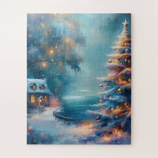 クリスマス魅力的デーの海辺コテージ ジグソーパズル (縦)
