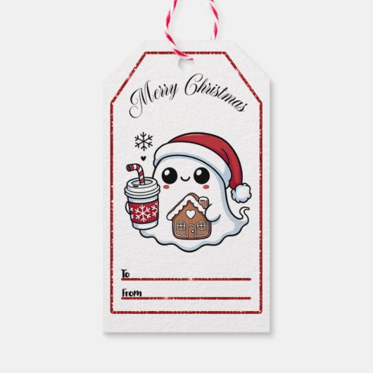 クリスマス魅力的ラベルのフェスティバル幽霊 ギフトタグ (裏面)