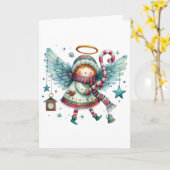 クリスマス魅力的天使メリークリスマス カード (黄色い花)