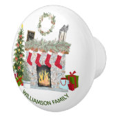 クリスマス魅力的暖炉のシーン セラミックノブ (右)