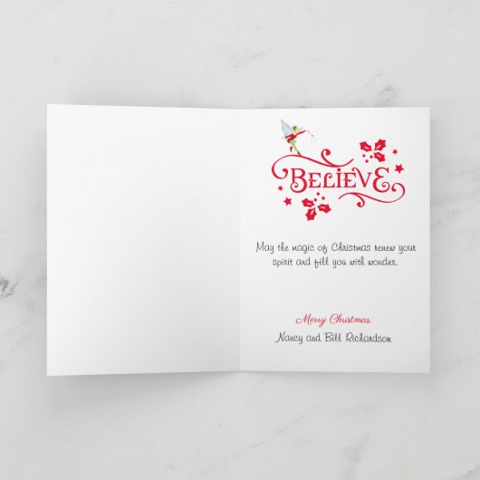 クリスマス魔法の小人が署名と日付を追加 シーズンカード (内部)