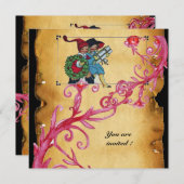 クリスマス魔法の果実と子供とギフト 招待状 (正面/裏面)