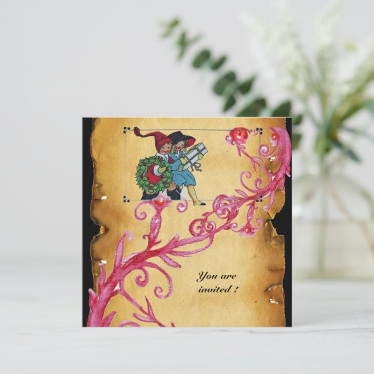 クリスマス魔法の果実と子供とギフト 招待状 (スタンド正面)