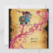 クリスマス魔法の果実と子供とギフト 招待状 (正面)