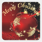 クリスマス魔法をレッドカード封筒に挿入 スクエアシール (正面)