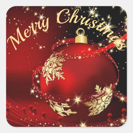 クリスマス魔法をレッドカード封筒に挿入 スクエアシール (正面)