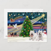 クリスマス魔法ウエストハイランドテリア(2) シーズンポストカード (正面/裏面)