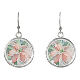 クリスマス魔法ウォーターカラーポインセチア イヤリング