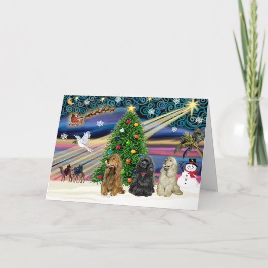 クリスマス魔法コッカースパニエル犬(3) シーズンカード (正面)