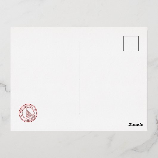 クリスマス魔法サンタクロース居心地の良い暖炉 箔シーズンポストカード (裏面)