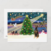 クリスマス魔法ドバーマンブルクナチュラル シーズンポストカード (正面/裏面)