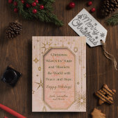 クリスマス魔法ピンク金ゴールド星写真 シーズンカード