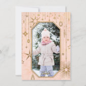 クリスマス魔法ピンク金ゴールド星写真 シーズンカード (裏面)