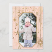 クリスマス魔法ピンク金ゴールド星写真 シーズンカード (裏面)