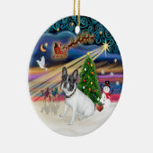 クリスマス魔法フランスの- Bulldog （白 – 黒） セラミックオーナメント (右)