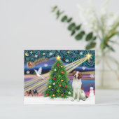 クリスマス魔法ブリタニースパニエル犬 シーズンポストカード (スタンド正面)