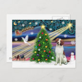 クリスマス魔法ブリタニースパニエル犬 シーズンポストカード (正面/裏面)