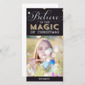 クリスマス魔法ホリデーフォトカード – ブラック シーズンカード (正面/裏面)