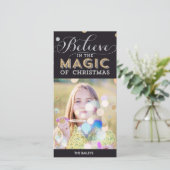 クリスマス魔法ホリデーフォトカード – ブラック シーズンカード (スタンド正面)