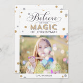 クリスマス魔法ホリデーフォトカード – 白 シーズンカード (正面/裏面)