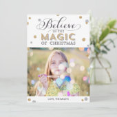 クリスマス魔法ホリデーフォトカード – 白 シーズンカード (スタンド正面)