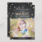 クリスマス魔法ホリデーフォトカード – Chalkboard シーズンカード (正面/裏面)