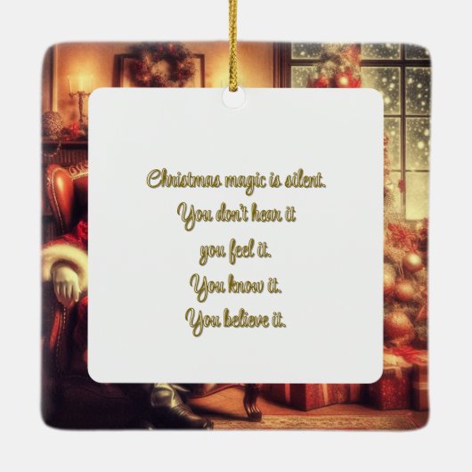 クリスマス魔法ヴィンテージサンタクロースオーナメント セラミックオーナメント (裏面)