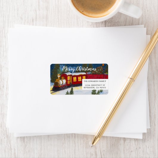 クリスマス魔法ヴィンテージ赤い蒸気列車ラベル ラベル (インサイチュ)