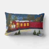 クリスマス魔法ヴィンテージ赤スチームトレインピロー ランバークッション (裏面)