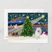 クリスマス魔法 – アメリカエスキモドッグ シーズンポストカード (正面/裏面)