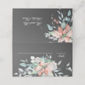 クリスマス魔法 |グレー |ポインセチ結婚アの プレイスカード (外部開封)