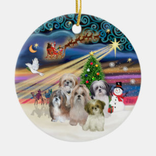 クリスマス魔法-シーズー（犬）Tzus (FIVE) セラミックオーナメント