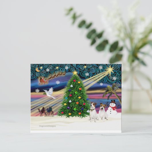 クリスマス魔法 – ジャックラッセルペア2 シーズンポストカード (スタンド正面)