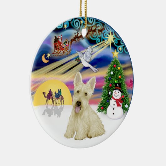 クリスマス魔法 – スコティッシュテリアー(Wheaten) セラミックオーナメント (右)