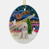 クリスマス魔法 – チベットテリア（白） セラミックオーナメント (右)