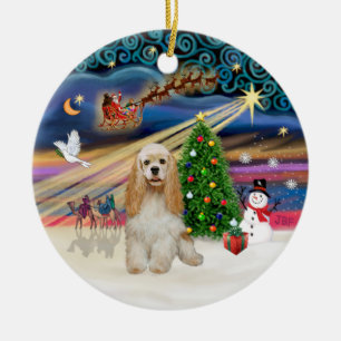 クリスマス魔法 – バフコッカースパニエル犬 セラミックオーナメント