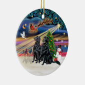 クリスマス魔法 – フラットコートリッター(2) セラミックオーナメント (右)