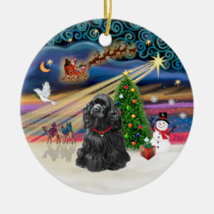 クリスマス魔法 – ブラックコッカースパニエル犬 セラミックオーナメント