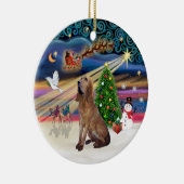 クリスマス魔法 – ブラッドハウンド セラミックオーナメント (右)